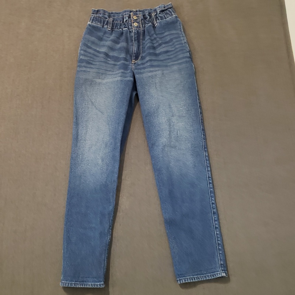 Hollister Mom Jeans Womens 3R W26 L27 Blue Ultra High Rise Paperbag Stretch